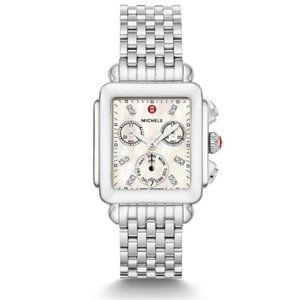 Michele Deco Diamond Dial Watch - Silver XL